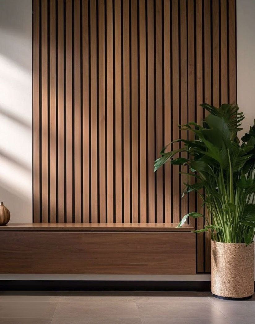 Premium Natural Walnut Slat Wall Panels
