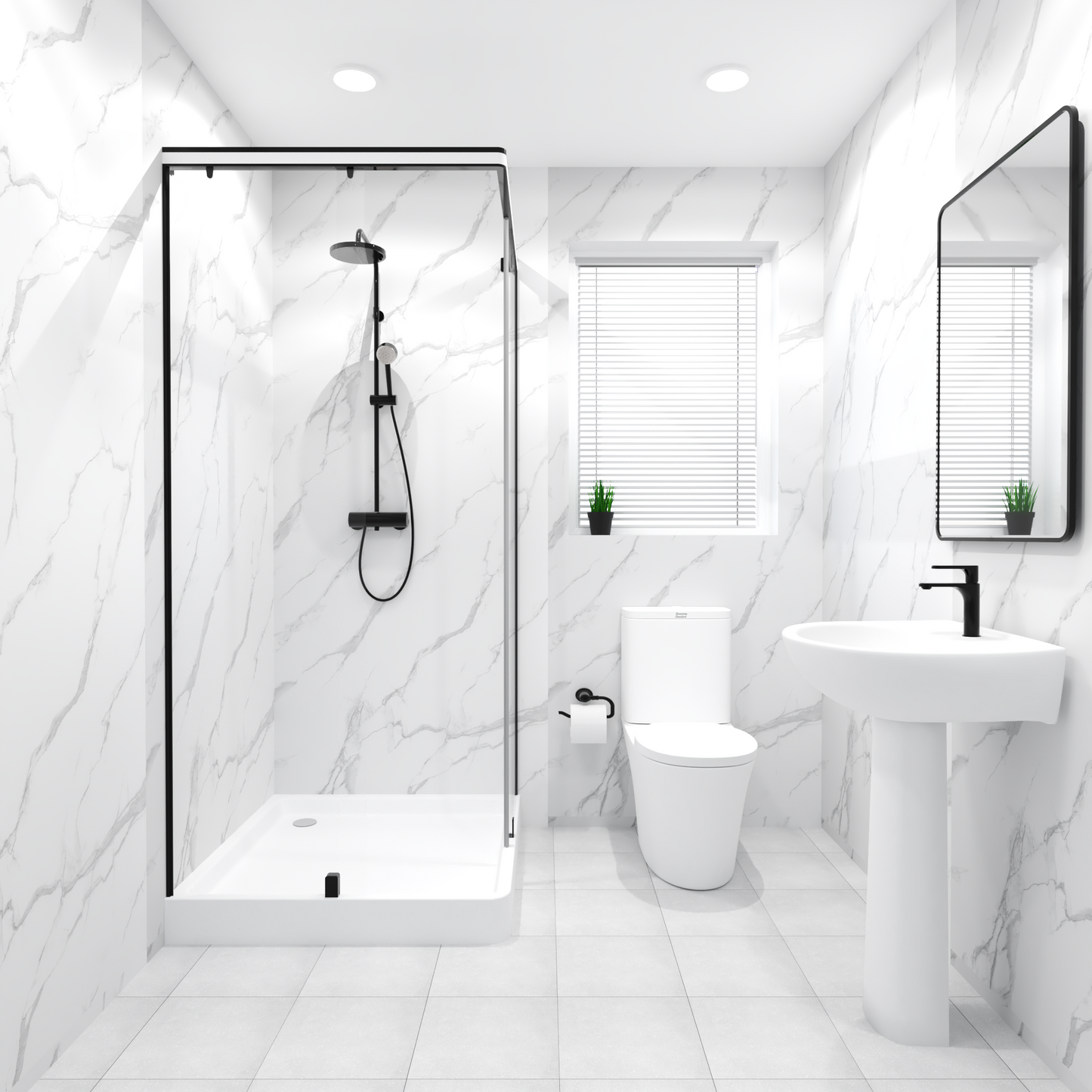 Premium White Marble Gloss Wall Panel – 1M x 2.4M